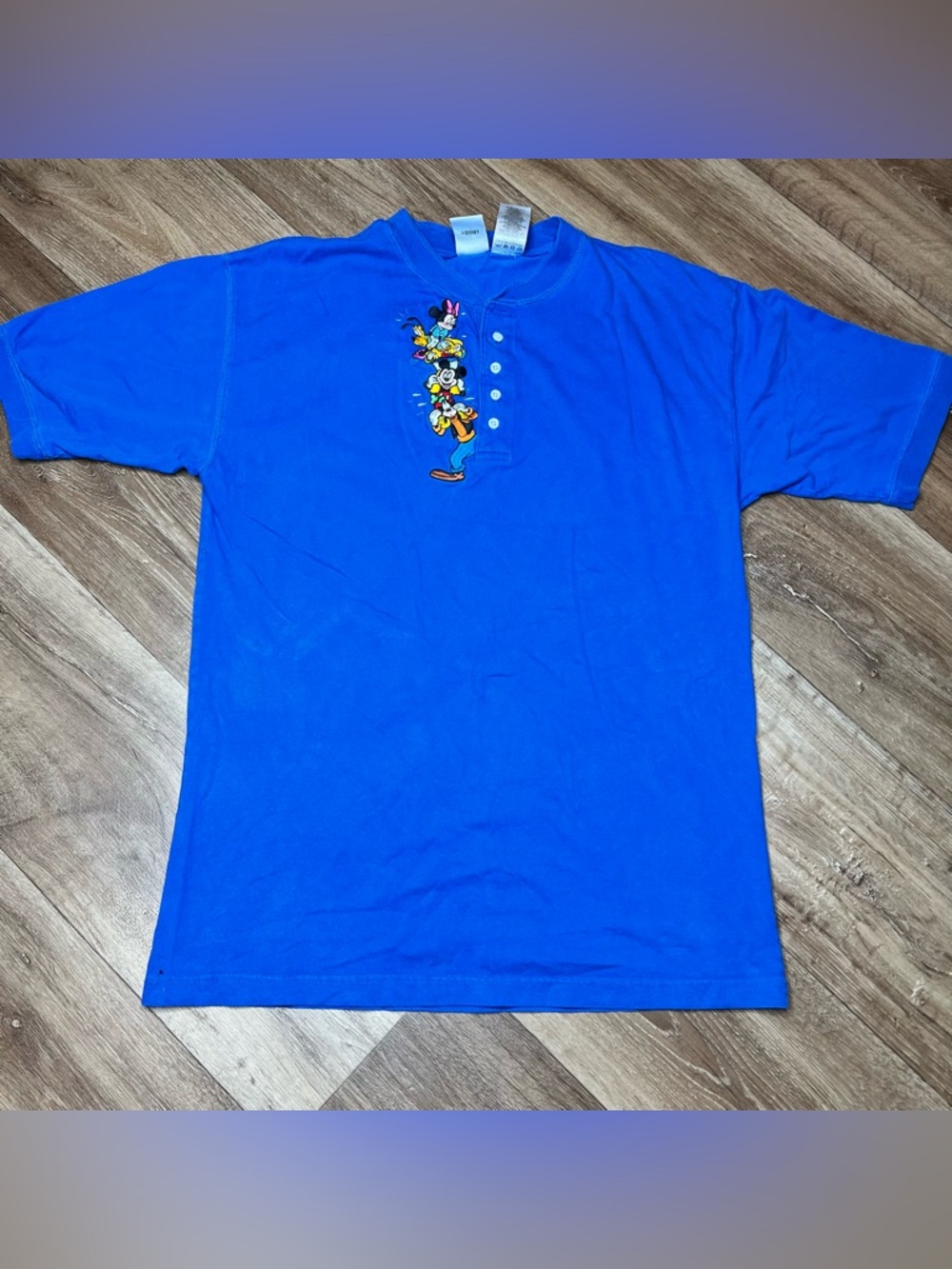 Disney 90S  Henley Neck Polo Shirt Vintage Embroidery Mickey Men's Tops: Popular
